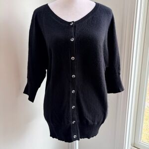 Brooks Brothers Pure Cashmere Cardigan Large Black Sweater Medium Soft Luxury